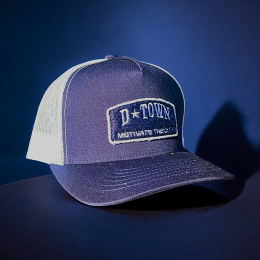 Motivate The City / Navy on White trucker
